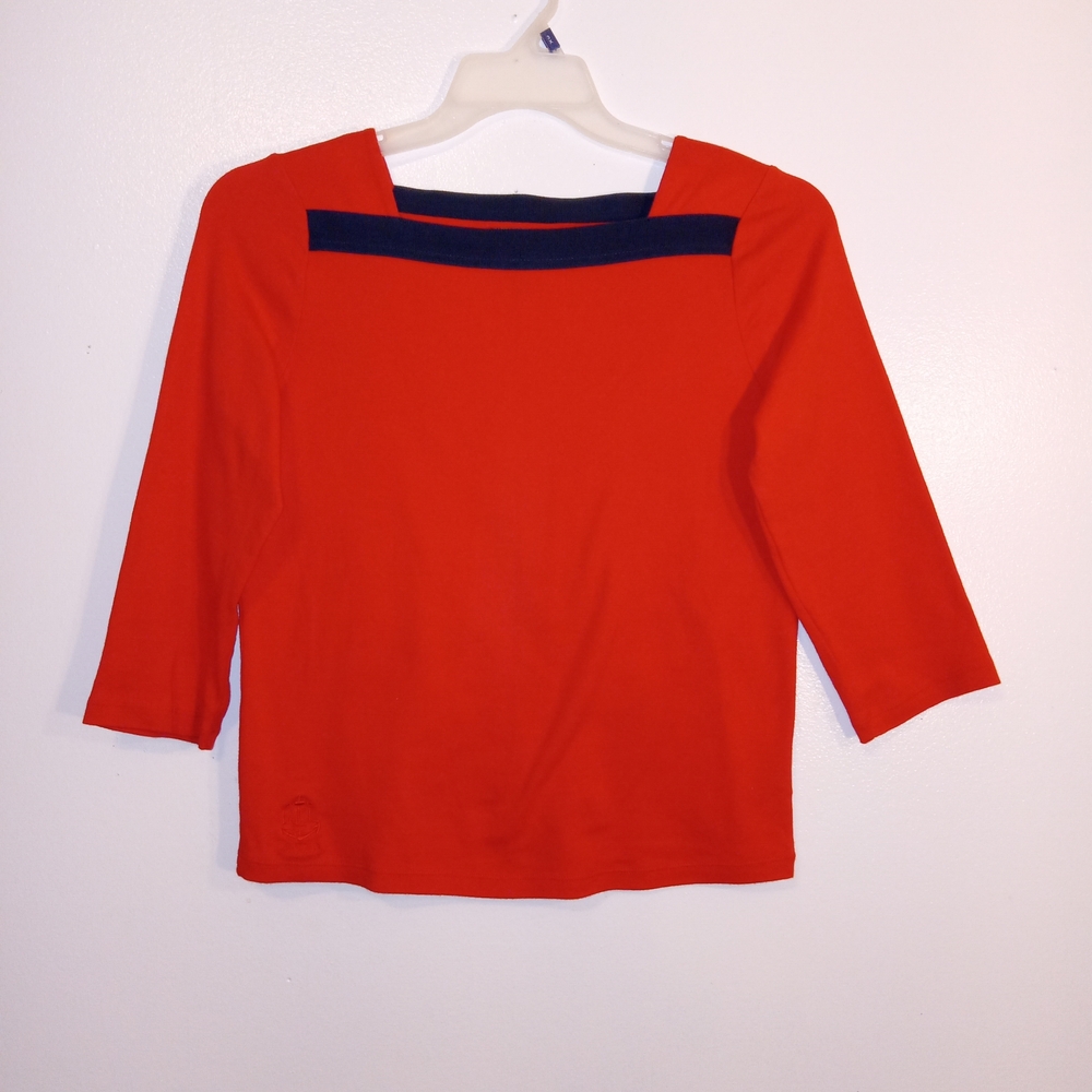 Lauren Ralph Lauren Red and Navy Long Sleeve Top